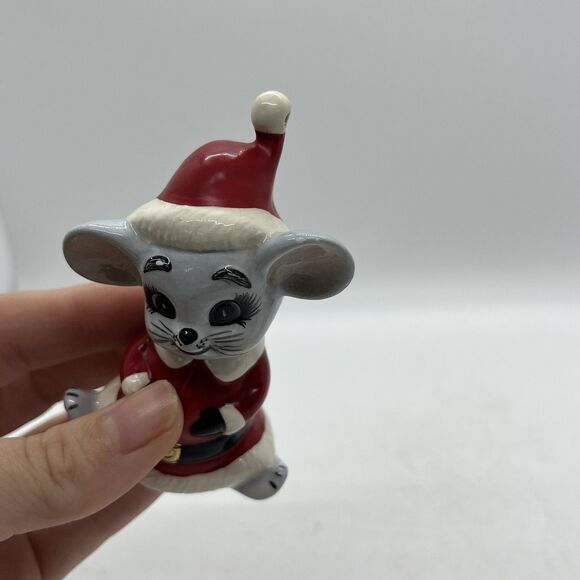 Vintage Hand Painted Ceramic Three Santa Mice Figurine Ornaments 3” Christmas - Picture 10 of 10